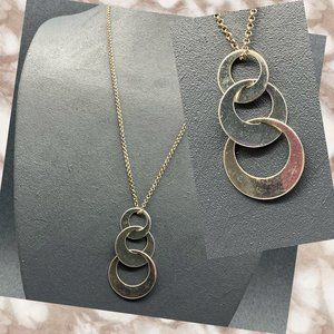 LC Hoop Pendant Necklace Triple As Is Silver Chain Hook Retro BoHo Soft Girl